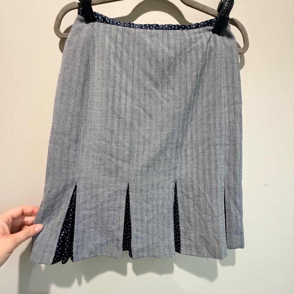 VTG Chadwicks Herringbone Pleated Skirt Womens 2P Stretch Polka Dot Twee